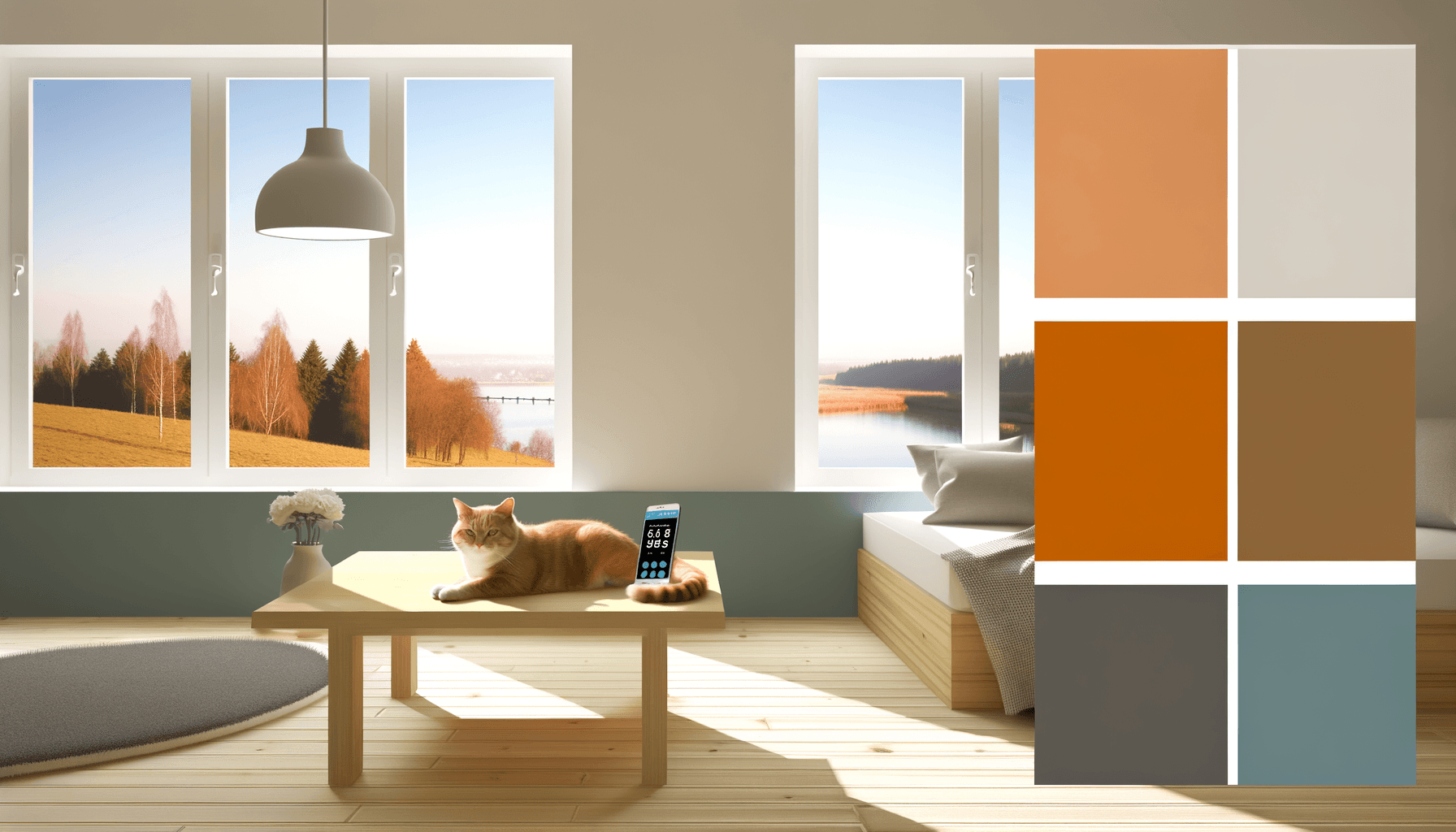 Cozy modern home with cat